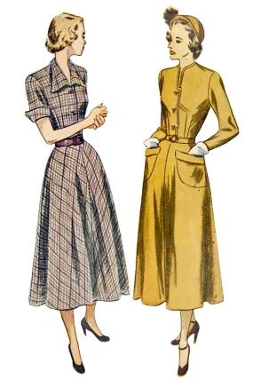 1948 Vintage Simplicity 2617 Sewing Pattern for Fitted Waist Flared Skirt Dress