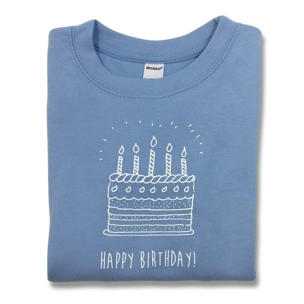 Birthday Cake Blue Long Sleeve Tee