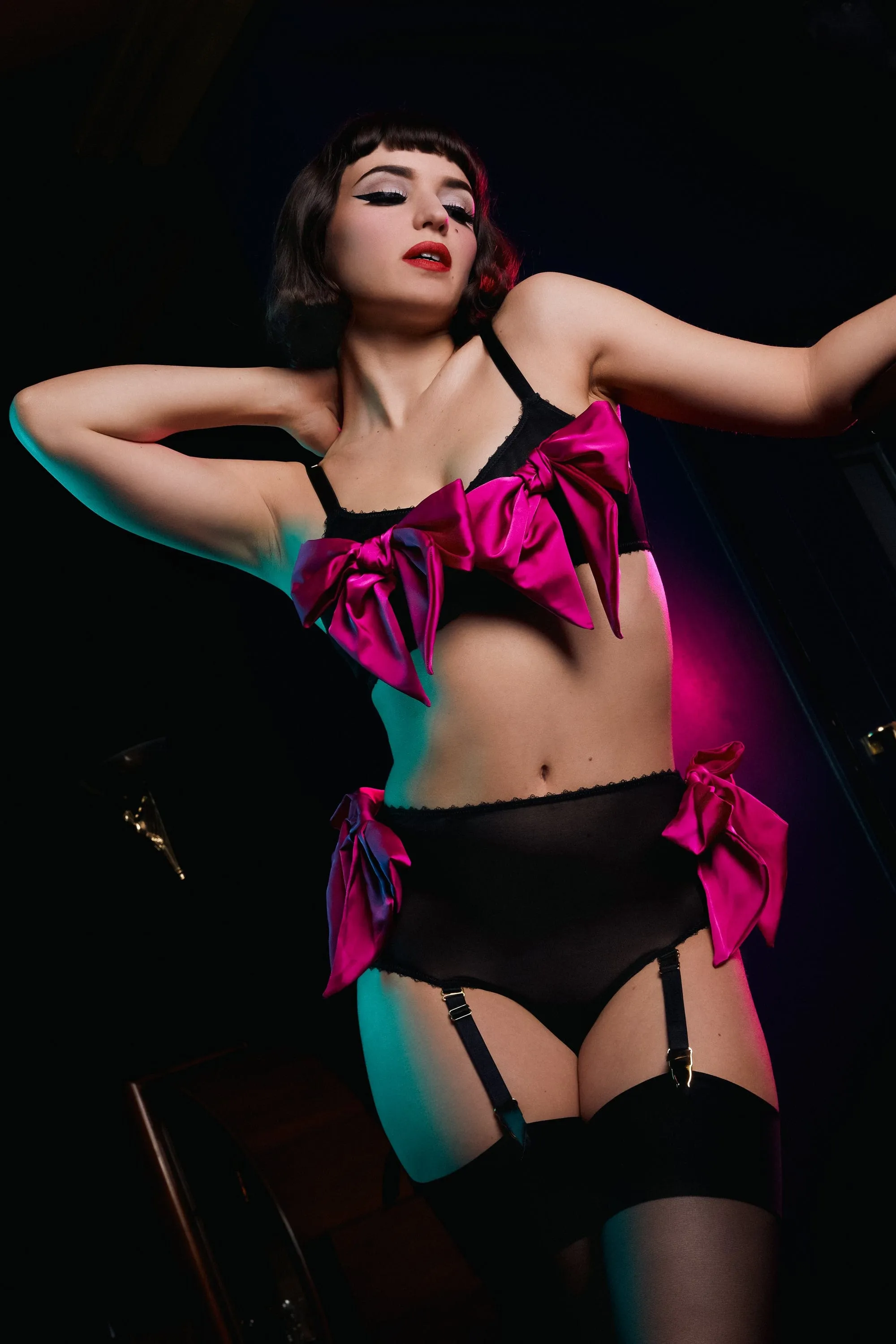 Dahlia Birthday Bow High Waist Suspender Brief