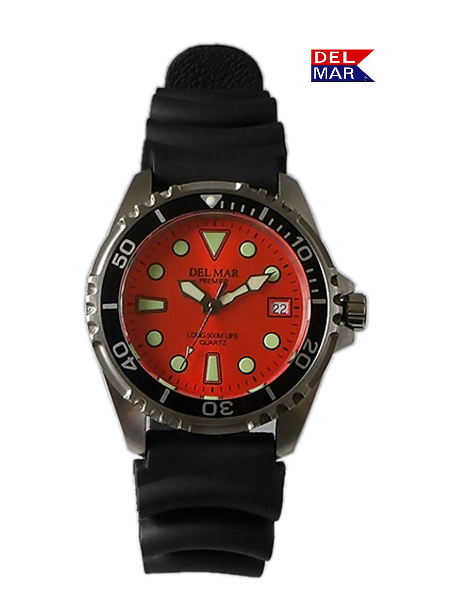 Del Mar 500-Meter Premier Pro Dive Watch - Sporty Orange Dial #50420