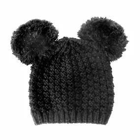 Double Faux Fur Pom Pom Beanie Hat