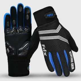 Fdx Dryrest Blue Full Finger Gel Padded Winter Cycling Gloves