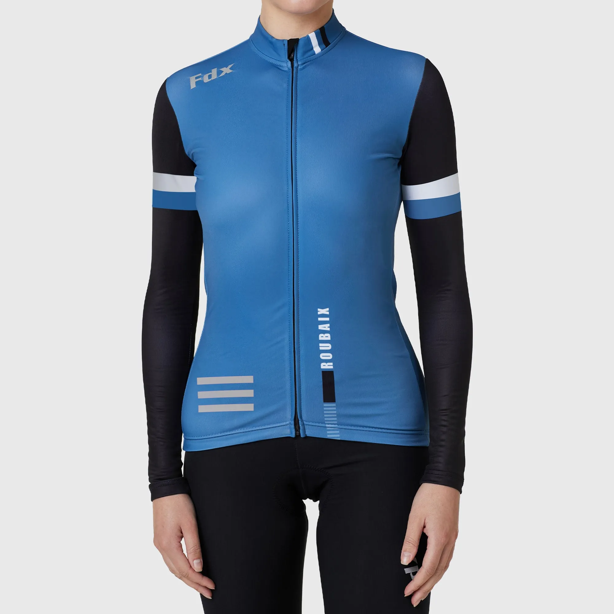 Fdx Limited Edition Women's & Girl's Blue Thermal Roubaix Long Sleeve Cycling Jersey