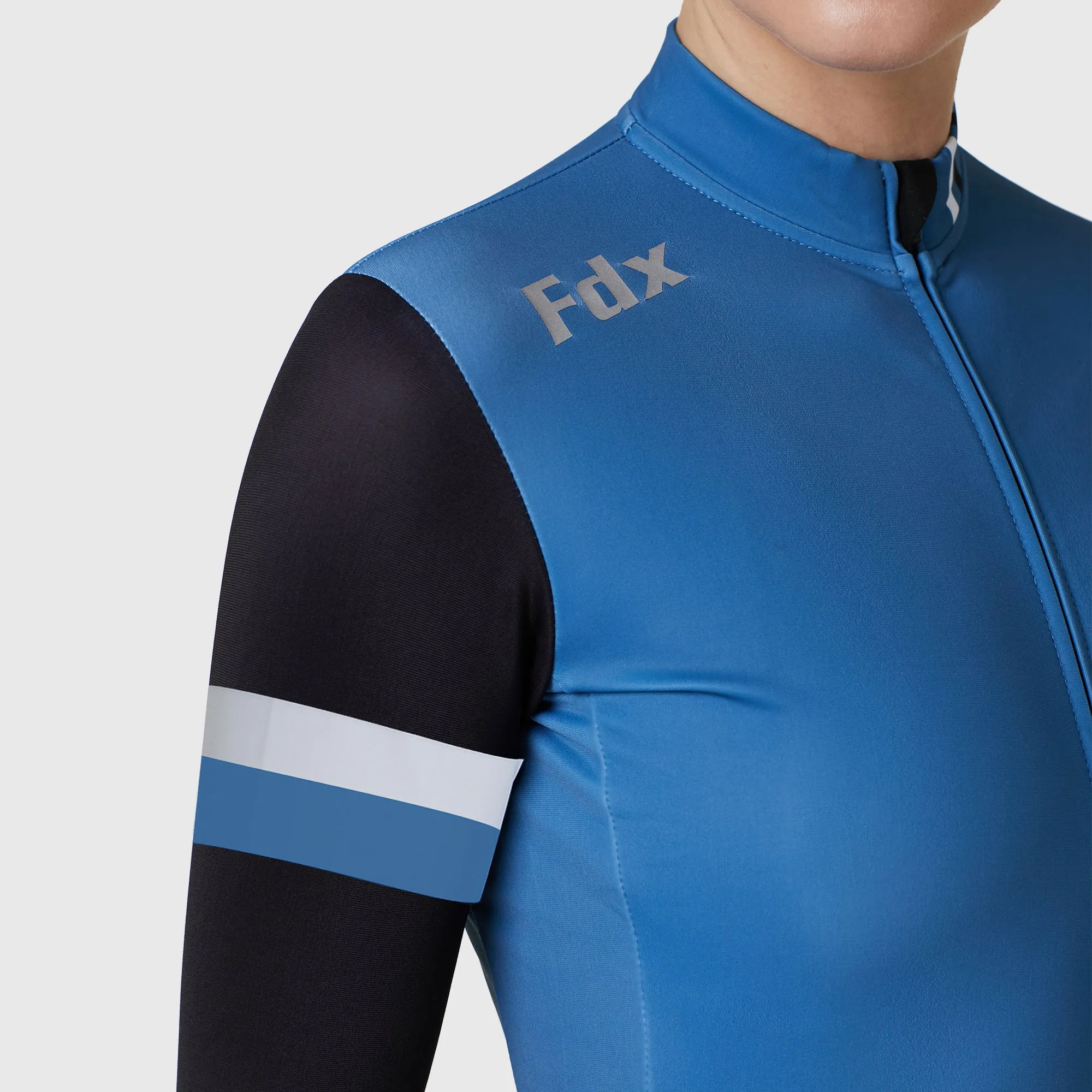 Fdx Limited Edition Women's & Girl's Blue Thermal Roubaix Long Sleeve Cycling Jersey