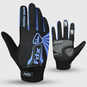 Fdx Zesto Blue Full Finger Winter Cycling Gloves