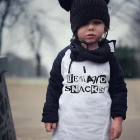 I Demand Snacks Kids Raglan Top