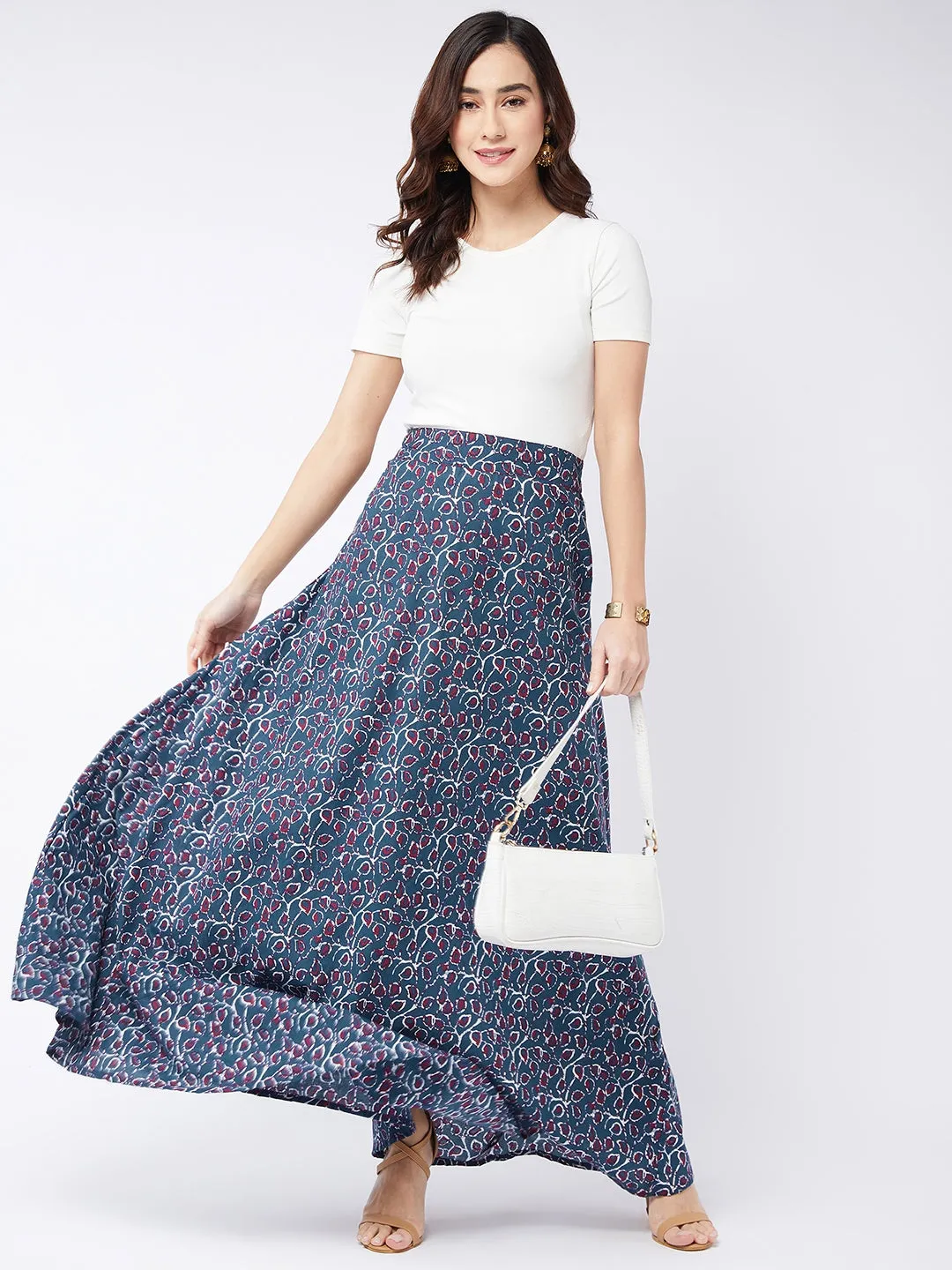 Indigo Jaal Print Skirt