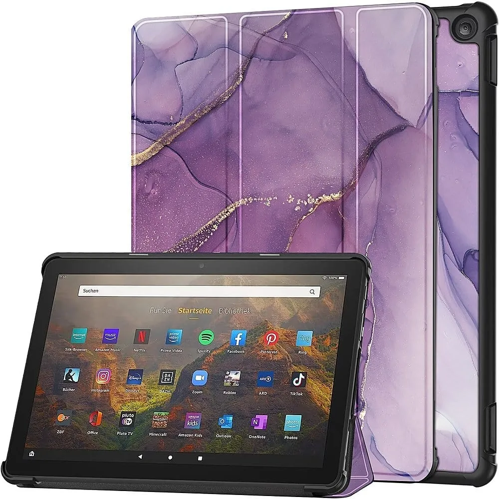 Inspire Series Tri-Fold Purple Marble Folio Case - Amazon Fire HD 10