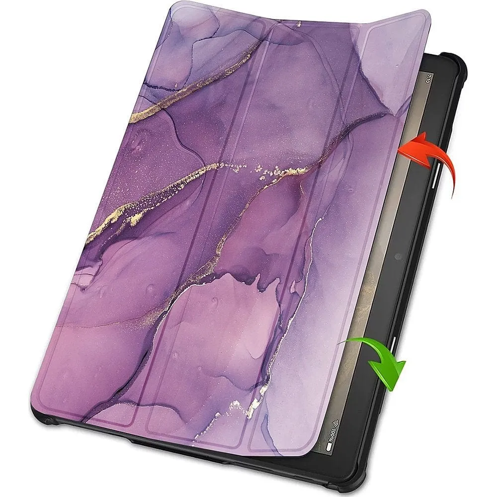 Inspire Series Tri-Fold Purple Marble Folio Case - Amazon Fire HD 10