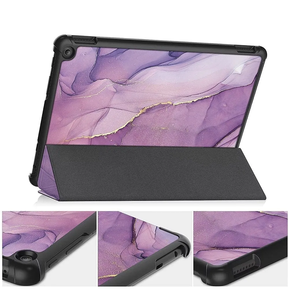 Inspire Series Tri-Fold Purple Marble Folio Case - Amazon Fire HD 10