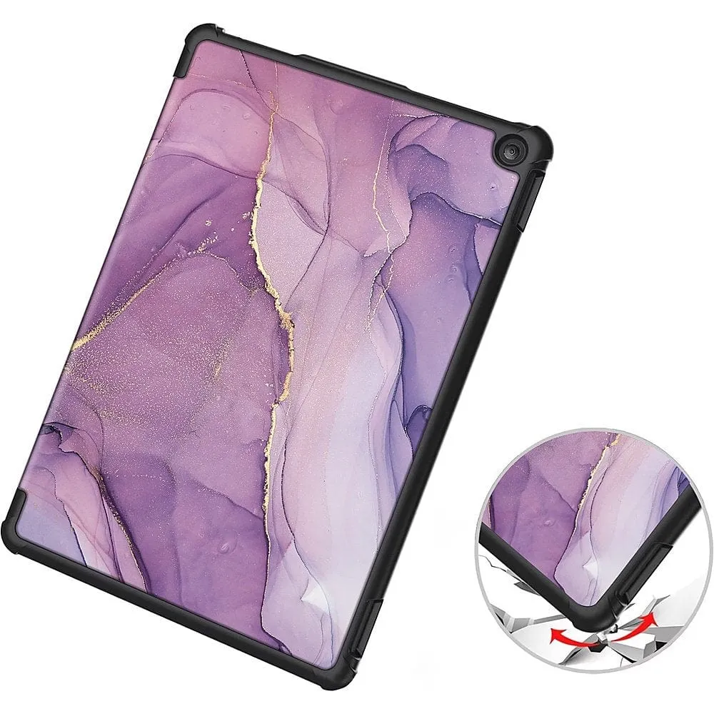 Inspire Series Tri-Fold Purple Marble Folio Case - Amazon Fire HD 10