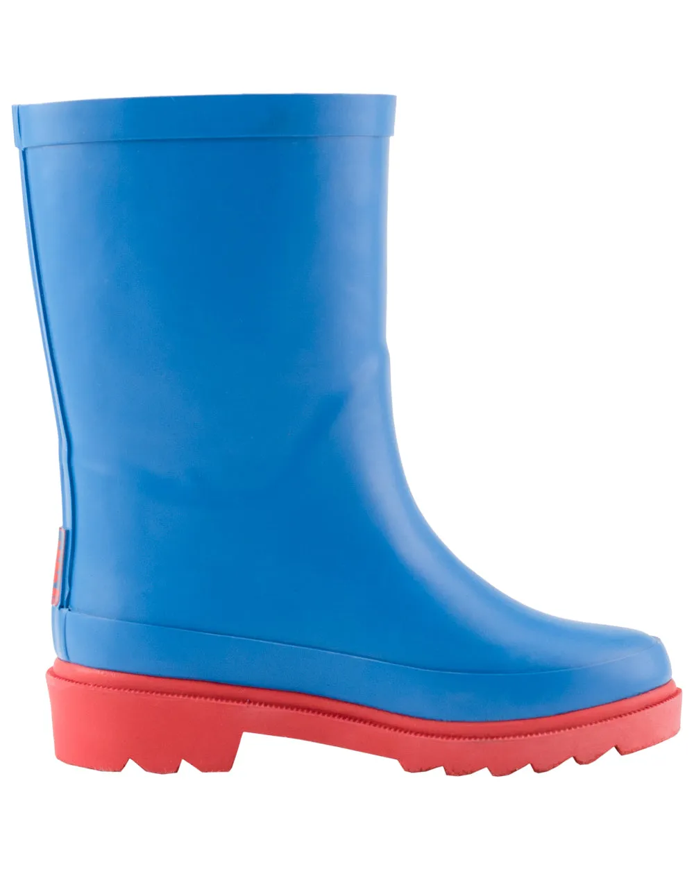 KID’S BUCKLE RUBBER RAIN BOOTS BRIGHT BLUE & RED