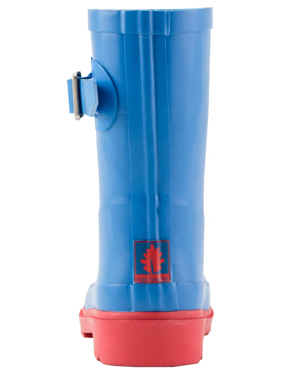 KID’S BUCKLE RUBBER RAIN BOOTS BRIGHT BLUE & RED