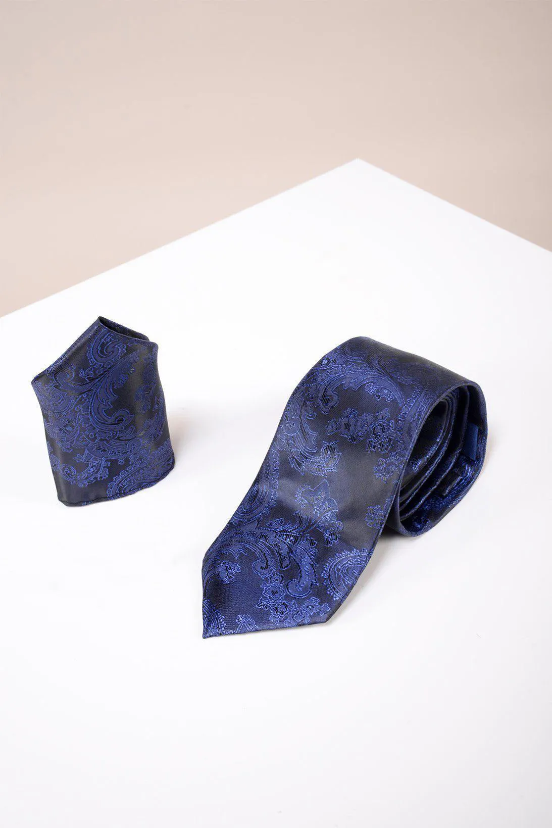 MD PAISLEY - Navy Paisley Tie and Pocket Square Set