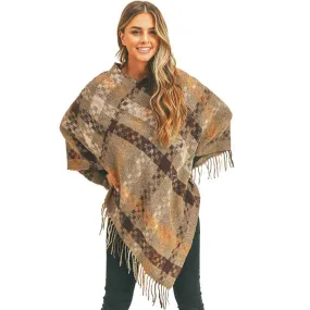 Multi Color Pixel Check Poncho