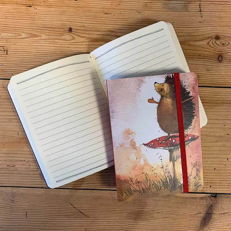 SCN27 Hedgehog & Toadstool Small Chunky Notebook By Alex Clark Art