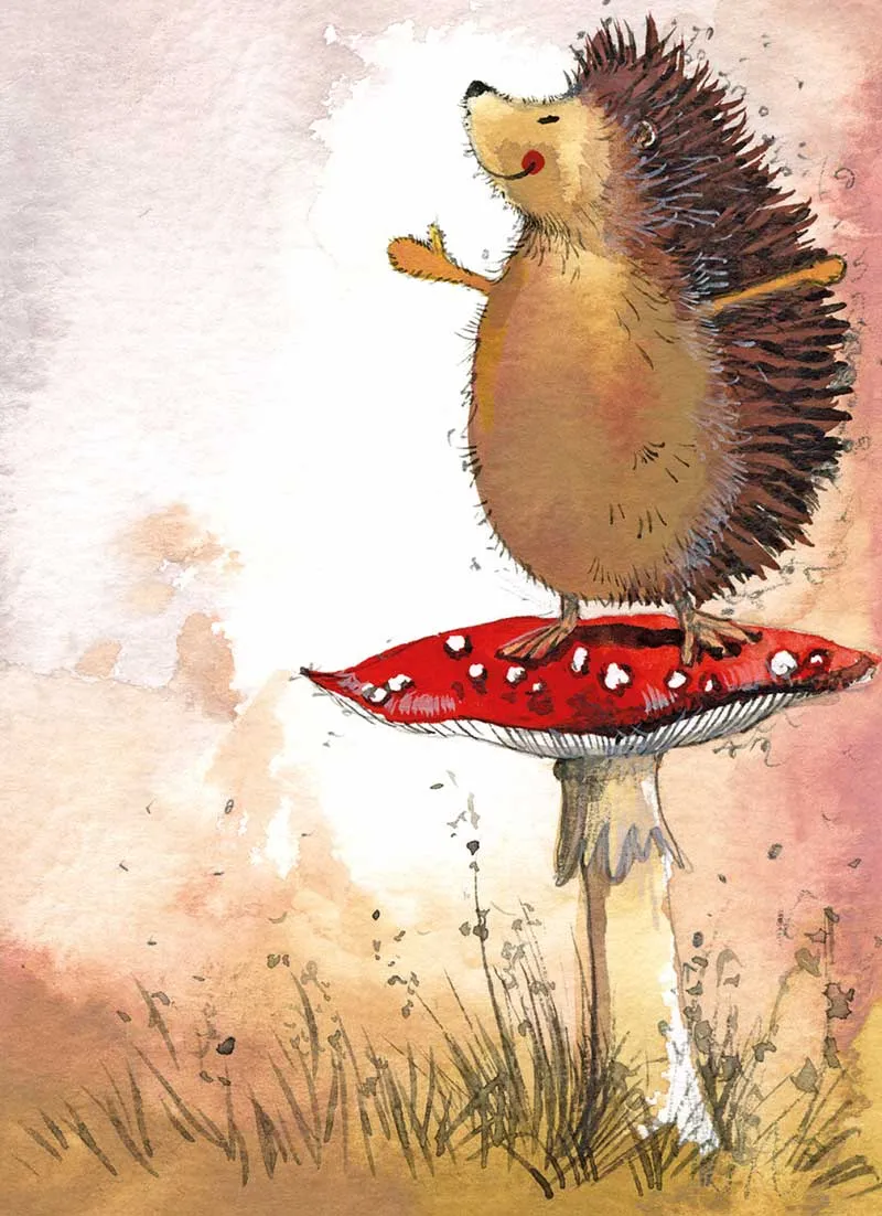 SCN27 Hedgehog & Toadstool Small Chunky Notebook By Alex Clark Art