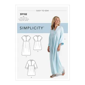 Simplicity Sewing Pattern S9102 Misses' Caftan & Dresses