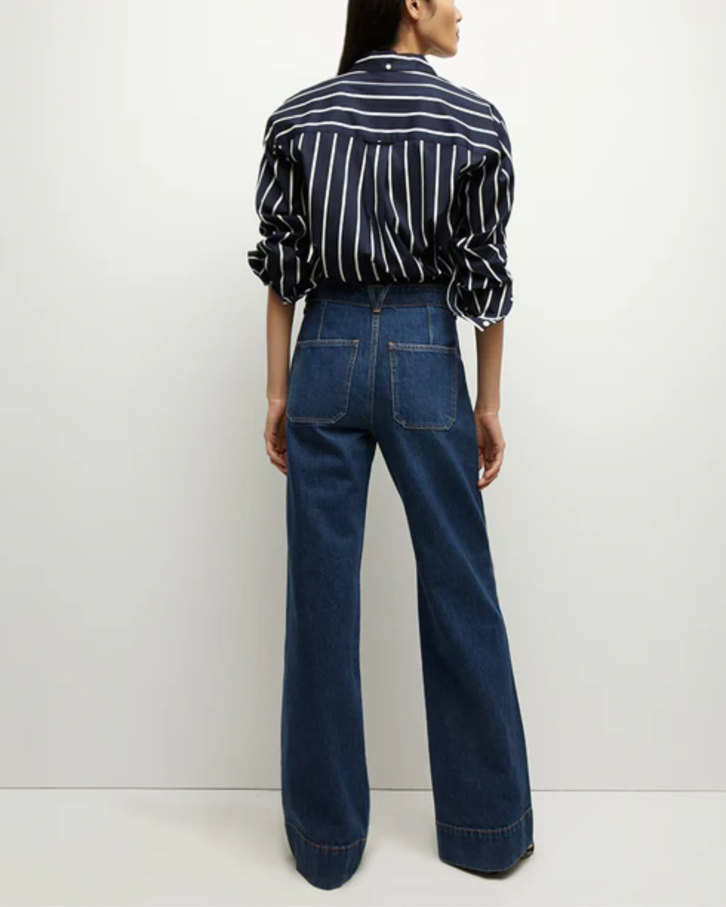 Veronica Beard Taylor High Rise Wide Leg Jean in Dusted Oxford